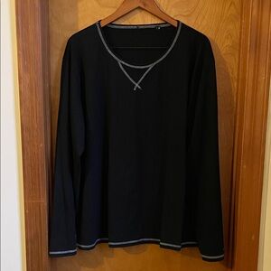 Black Long Sleeve Shirt with White Stitching